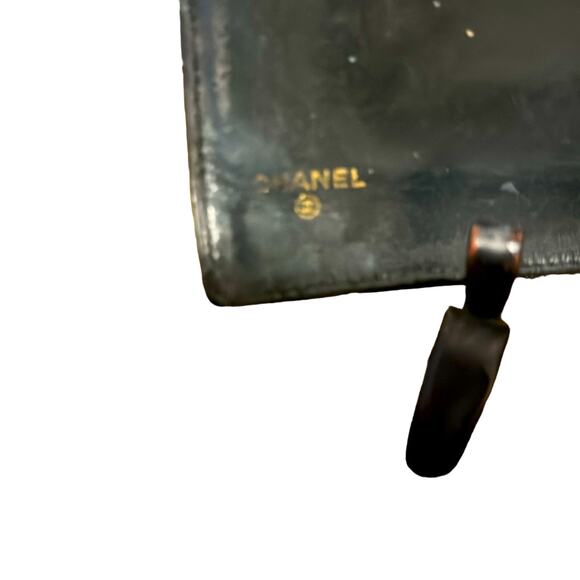 CHANEL CC Logo Long Wallet Black Patent Leather With Authentication Card - Picture 4 of 6